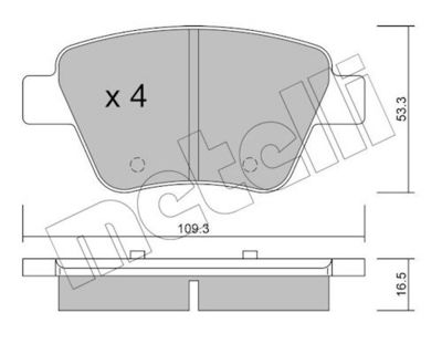 комплект спирачно феродо, дискови спирачки METELLI 22-0889-0