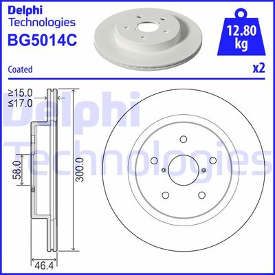 Тормозной диск DELPHI BG5014C для SUBARU LEVORG