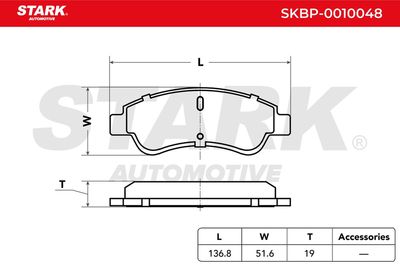 комплект спирачно феродо, дискови спирачки STARK SKBP-0010048