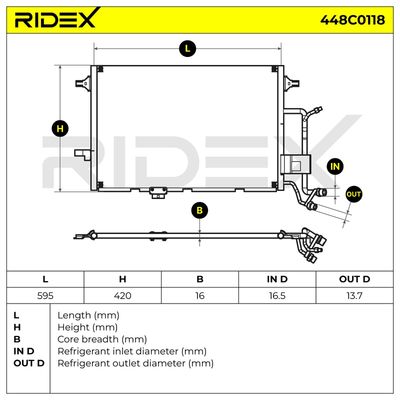 кондензатор, климатизация RIDEX 448C0118