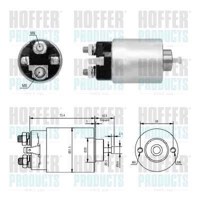 Тяговое реле, стартер HOFFER 46305 для KIA PREGIO