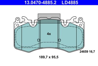 Комплект тормозных колодок, дисковый тормоз ATE 13.0470-4885.2 для LAND ROVER DISCOVERY