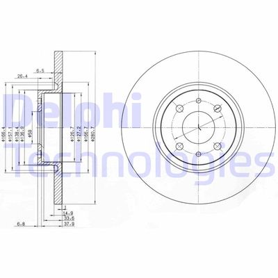 DELPHI BG3600 Тормозные диски  для LANCIA LYBRA SW (839_) 1.6 16V (839BXA1A)