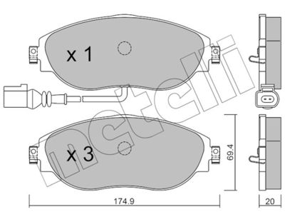 Комплект тормозных колодок, дисковый тормоз METELLI 22-0952-0 для SEAT TARRACO