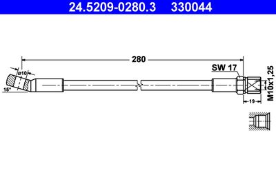 Тормозной шланг ATE 24.5209-0280.3 для FIAT PANDA