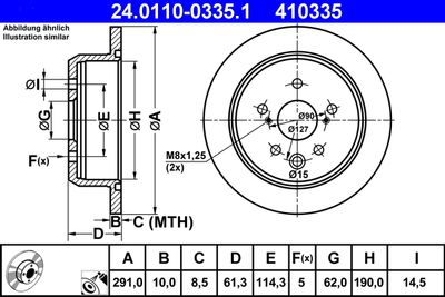 Тормозной диск ATE 24.0110-0335.1 для TOYOTA CROWN