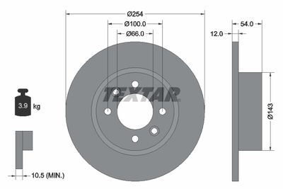 Тормозной диск TEXTAR 92051500 для RENAULT 25