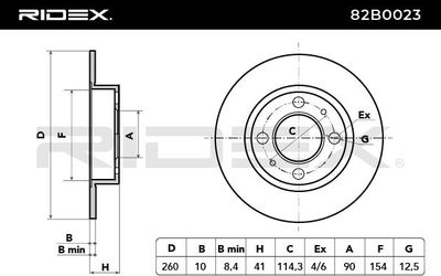 спирачен диск RIDEX 82B0023