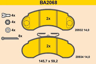 BREMSBELAGSATZ SCHEIBENBREMSE BARUM BA2068