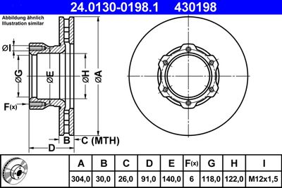 Тормозной диск ATE 24.0130-0198.1 для MERCEDES-BENZ VARIO