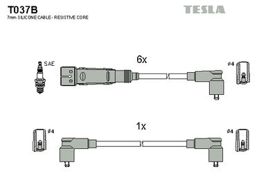 Комплект проводов зажигания TESLA T037B для VW LT