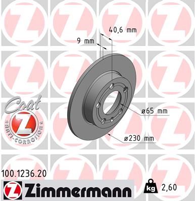 Тормозной диск ZIMMERMANN 100.1236.20 для VW T-CROSS