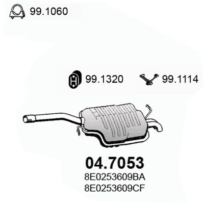 ASSO 04.7053 Глушитель выхлопных газов  для AUDI A4 (Ауди А4)