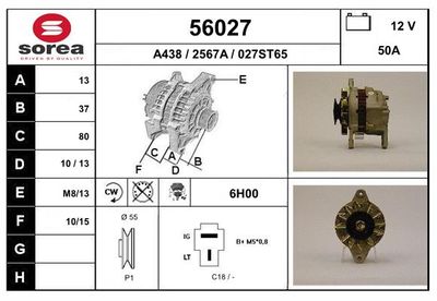 EAI 56027 Генератор  для MAZDA 626 (Мазда 626)