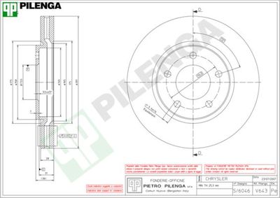 PILENGA V643 Тормозные диски  для CHRYSLER VOYAGER (Крайслер Воягер)
