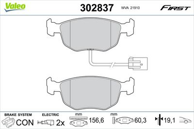 Sada brzdových destiček, kotoučová brzda VALEO 302837