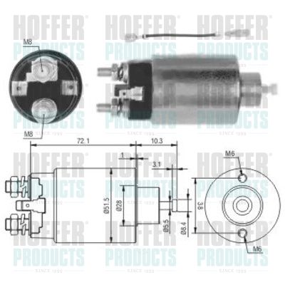 Тяговое реле, стартер HOFFER 46142 для MITSUBISHI CORDIA