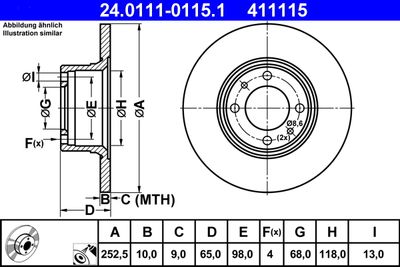Тормозной диск ATE 24.0111-0115.1 для LADA 1200-1600