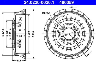 ATE 24.0220-0020.1 Тормозной барабан  для LADA 112 (Лада 112)