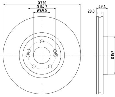 Тормозной диск HELLA 8DD 355 117-971 для HYUNDAI NEXO