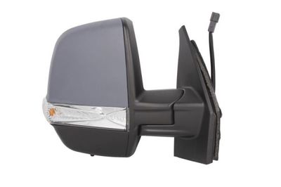 Zijspiegel Rechts (mechanisch, in reliëf, under-coated, met indicator, met temperatuursensor, dubbel) past: FIAT DOBLO II  OPEL COMBO D 02.10-06.18