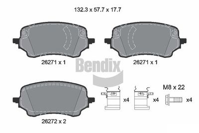 Комплект тормозных колодок, дисковый тормоз BENDIX Braking BPD1651 для FORD PUMA