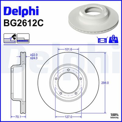 спирачен диск DELPHI BG2612C
