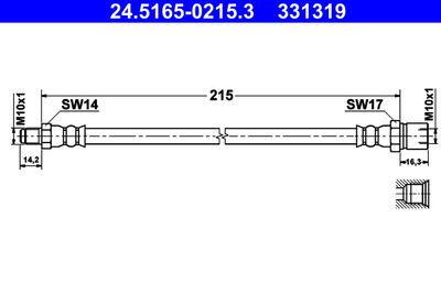 Тормозной шланг ATE 24.5165-0215.3 для VW KAEFER