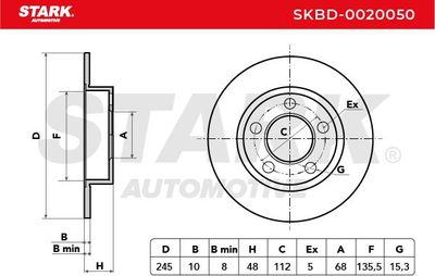 спирачен диск STARK SKBD-0020050