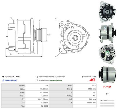 GENERATOR / ALTERNATOR AS-PL A0110PR 4