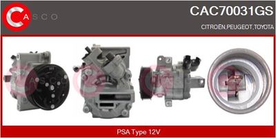 Компрессор, кондиционер CASCO CAC70031GS для PEUGEOT 107