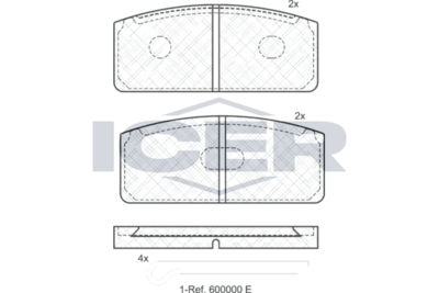 комплект спирачно феродо, дискови спирачки ICER 180029