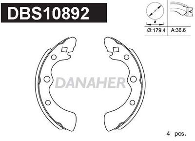 DANAHER DBS10892 Ремкомплект барабанных колодок  для HONDA N600 (Хонда Н600)
