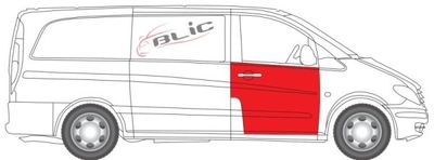 Deur reparatieset Voor Rechts (Coating, naar het raam) past: MERCEDES VITO / VIANO W639 09.03-10.10