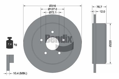 BENDIX Braking BDS1793 Тормозные диски для JEEP WRANGLER IV (JL) 3.6 VVT (JL72, JL74)