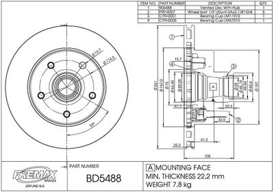 Тормозной диск FREMAX BD-5488-KT для FORD USA AEROSTAR