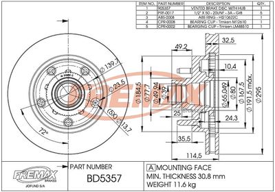 FREMAX BD-5357-KT Тормозные диски  для DODGE RAM 1500 Пикап (BE, BR) 5.2