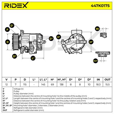 компресор, климатизация RIDEX