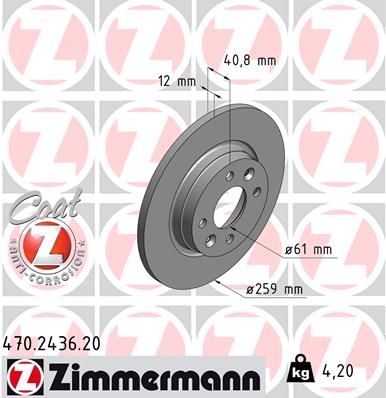ZIMMERMANN 470.2436.20 Тормозные диски  для DACIA  (Дача Логан)