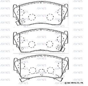 Комплект тормозных колодок, дисковый тормоз ADVICS SN585P для OLDSMOBILE CUTLASS
