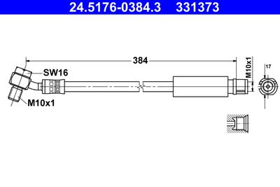 ATE 24.5176-0384.3 Тормозной шланг  для OPEL INSIGNIA (Опель Инсигниа)