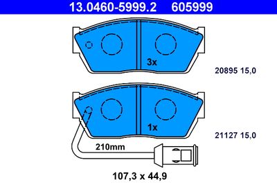 Комплект тормозных колодок, дисковый тормоз ATE 13.0460-5999.2 для ROVER 200