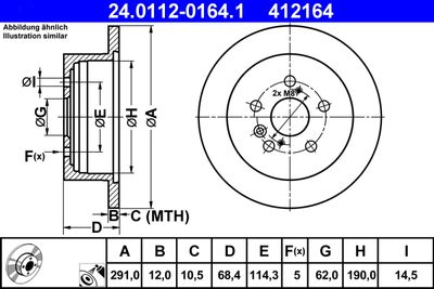 Тормозной диск ATE 24.0112-0164.1 для TOYOTA PREVIA