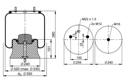 Mech pneumatického pruženia, vzduchové pruženie PHOENIX 1 DK 22 E-11