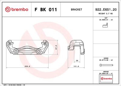 Brake Caliper Bracket Set F BK 011