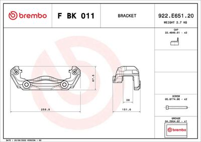 Mocowanie zacisku hamulca - zestaw BREMBO F BK 011