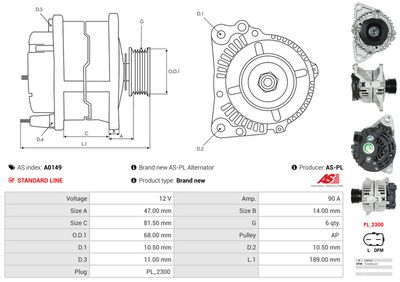 GENERATOR / ALTERNATOR AS-PL A0149 4