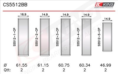 лагер (втулка) на разпределителния вал KING CS5512BB