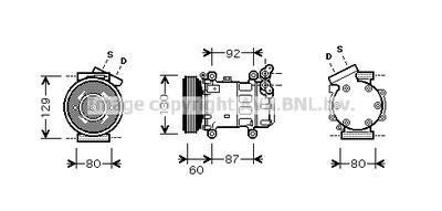 AVA QUALITY COOLING RTAK080 Компрессор кондиционера  для RENAULT KANGOO (Рено Kангоо)