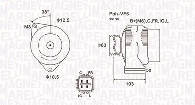 MAGNETI MARELLI 063731727010 Генератор для HONDA CIVIC VII Hatchback (EU, EP, EV)
